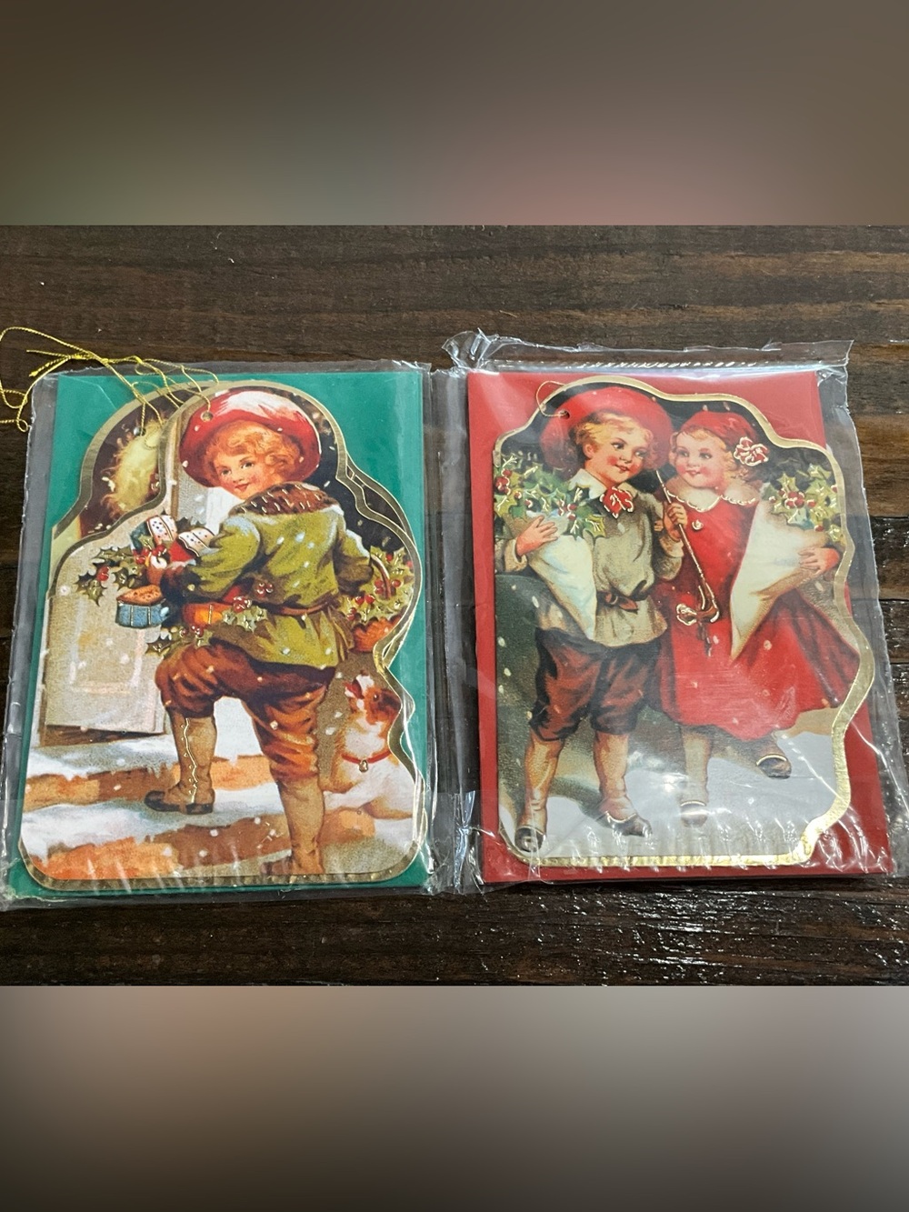 Vintage Lot of 4 Raphael Tuck & Sons Christmas Cards Gift Cards with Envelopes